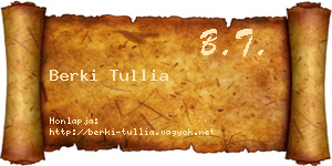 Berki Tullia névjegykártya